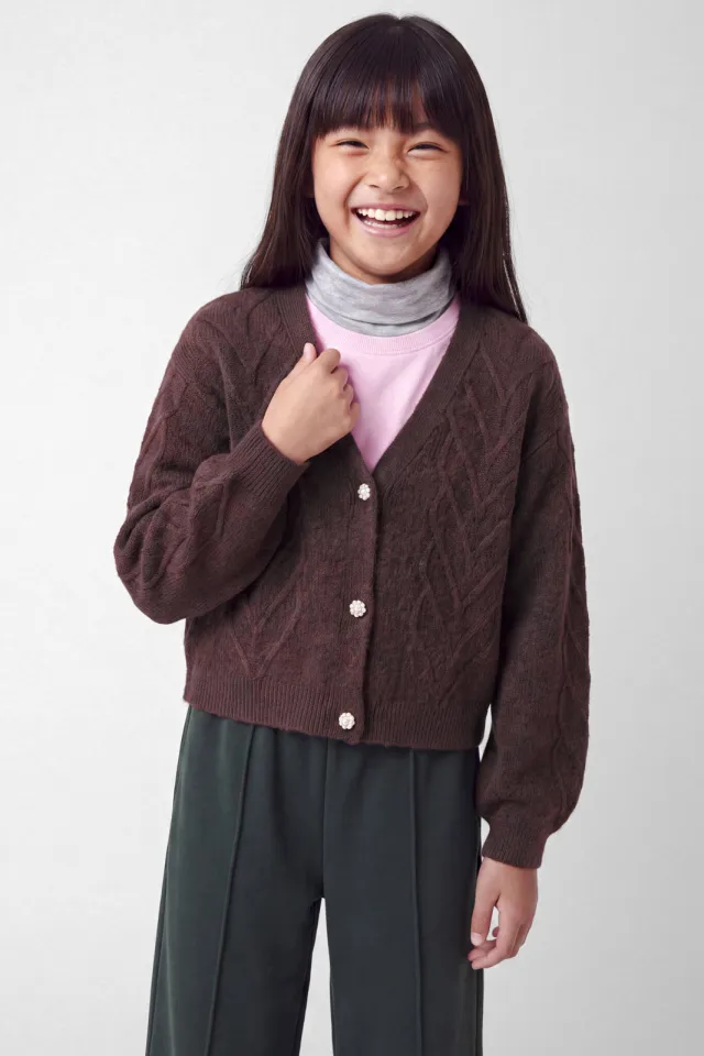 NAME IT KIDS gebreid vest met wol - donkerpaars