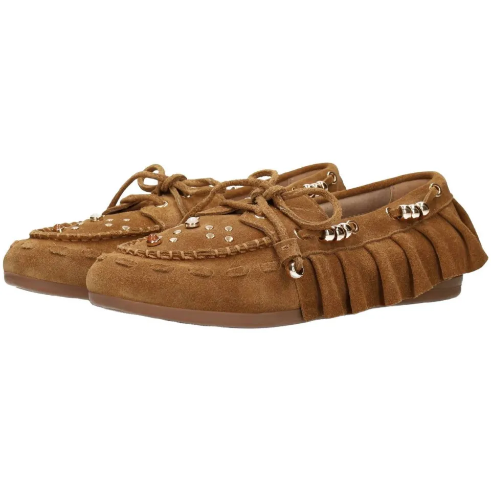 Poelman suède mocassins met studs - cognac, foto 3