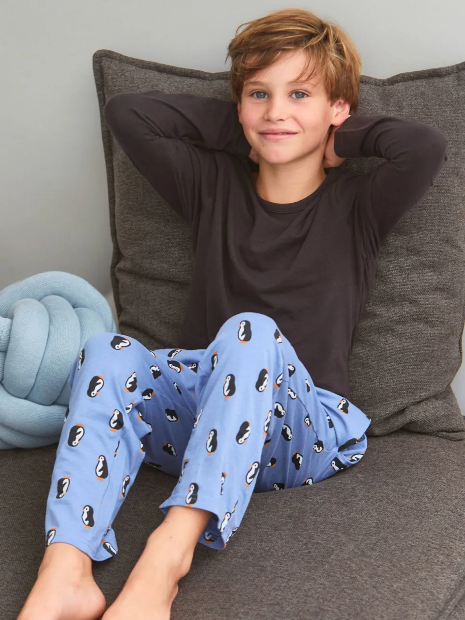 Little Label pyjama blauw met all over print op de broek