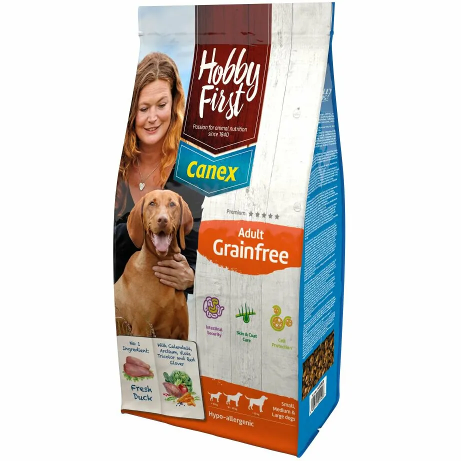 HobbyFirst Canex Adult eend graanvrij hondenvoer 12 kg, foto 2