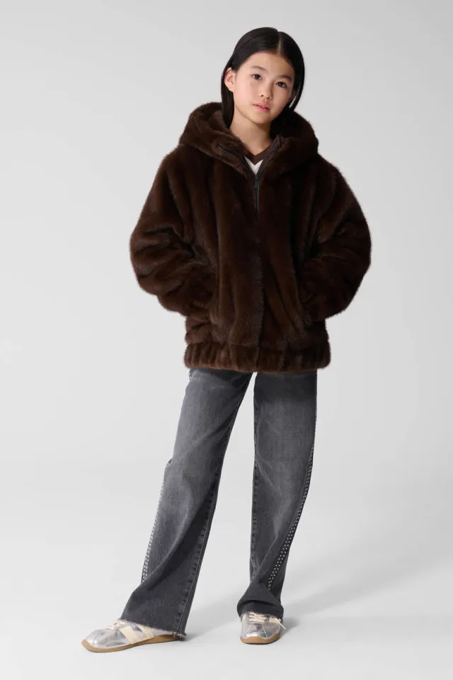 Shoeby faux fur jas donkerbruin