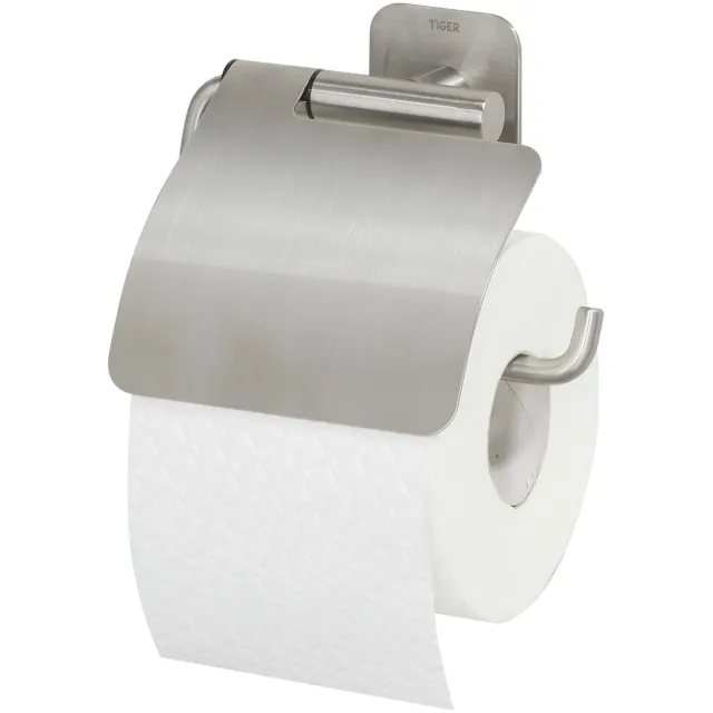 Tiger Colar toiletrolhouder met klep geborsteld RVS