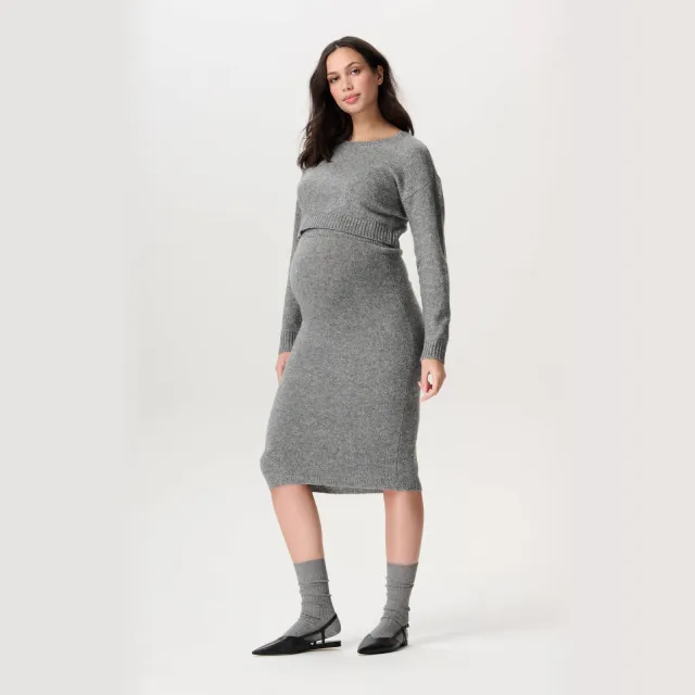 Noppies maternity midi jurk grijs