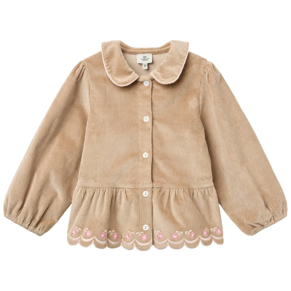 Copenhagen Colors corduroy blouse met borduursels beige, foto 2