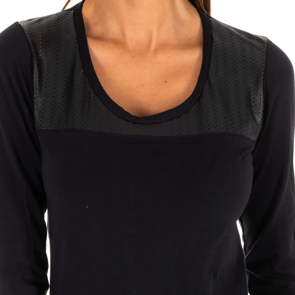 T-Shirt Lange Mouw Rossoporpora zwart, foto 3