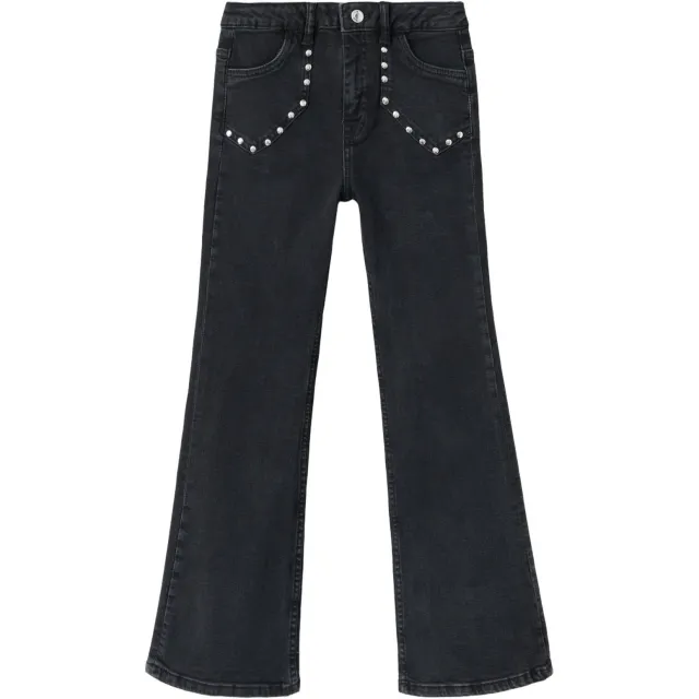 Mango Kids flared jeans met studs - zwart Black denim