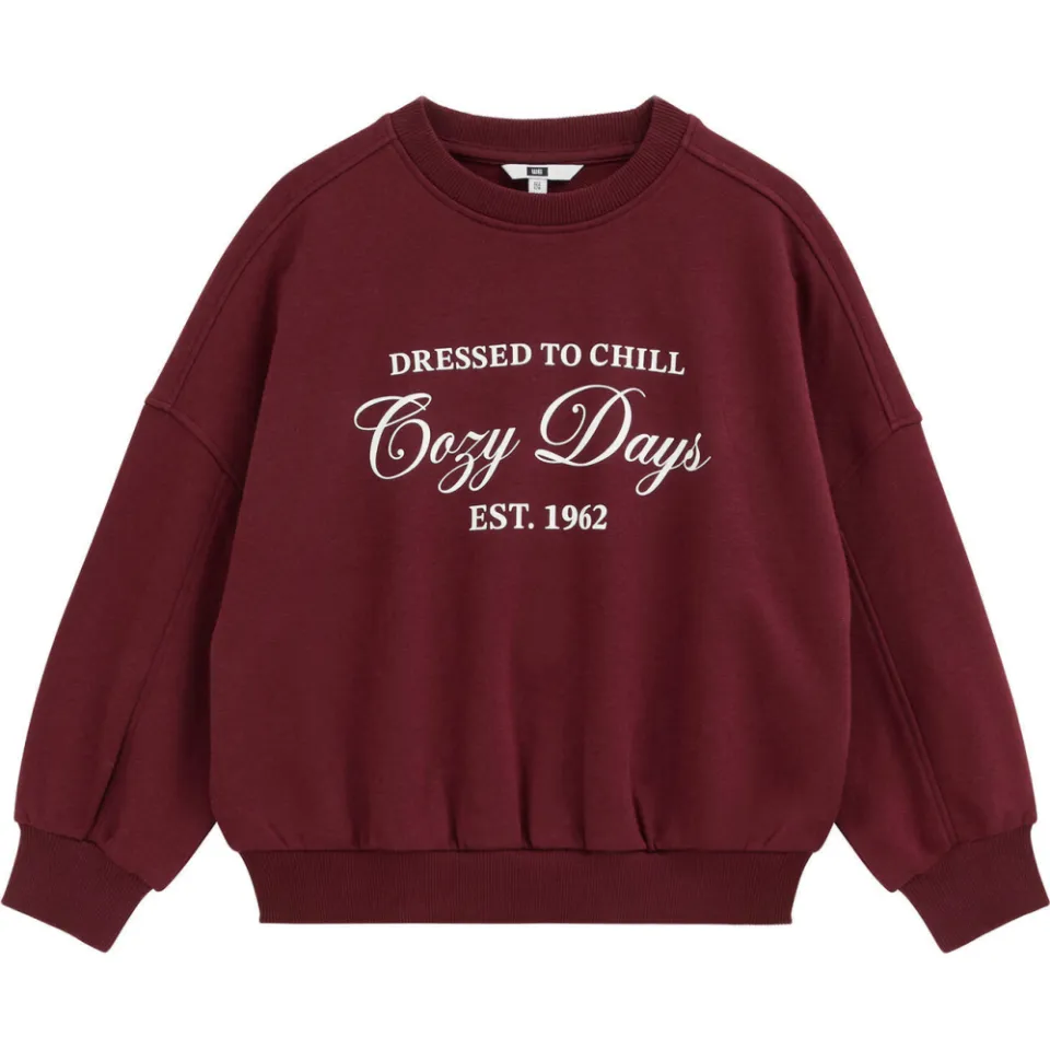 WE Fashion oversized sweater met print - donkerrood, foto 2
