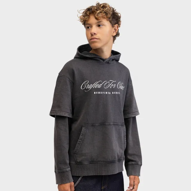 Redefined Rebel hoodie met tekst - antraciet