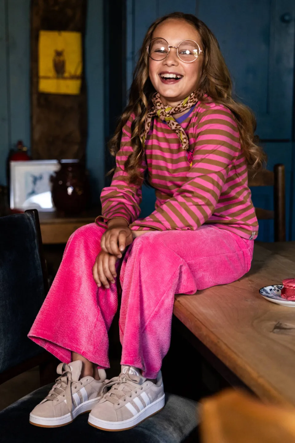 LOOXS little oversized gestreepte longsleeve roze roze/bruin