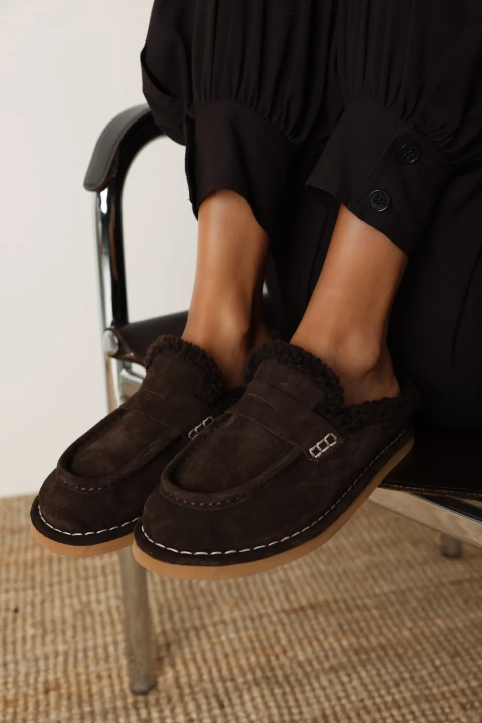 Shabbies Amsterdam Wilja Penny slipper bruin, foto 5