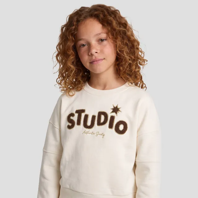 Me & My Monkey sweater met tekst - ecru