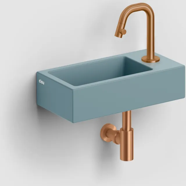 Clou Flush 3 Fontein Met Kraangat Rechts Mat Blauw Keramiek 36 cm