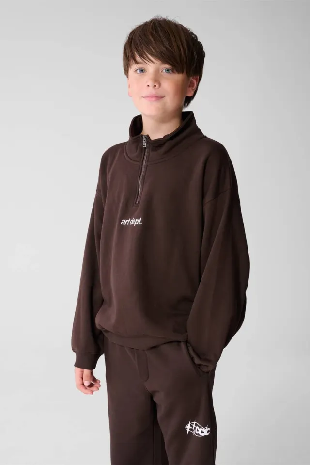 Shoeby sweater met backprint - donkerbruin