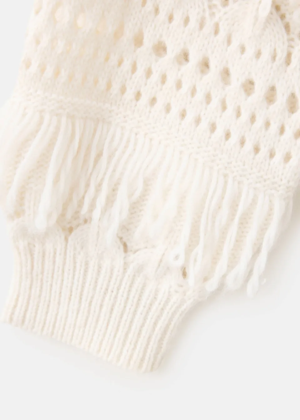 Mango Kids gebreide trui met franjes - beige, foto 4