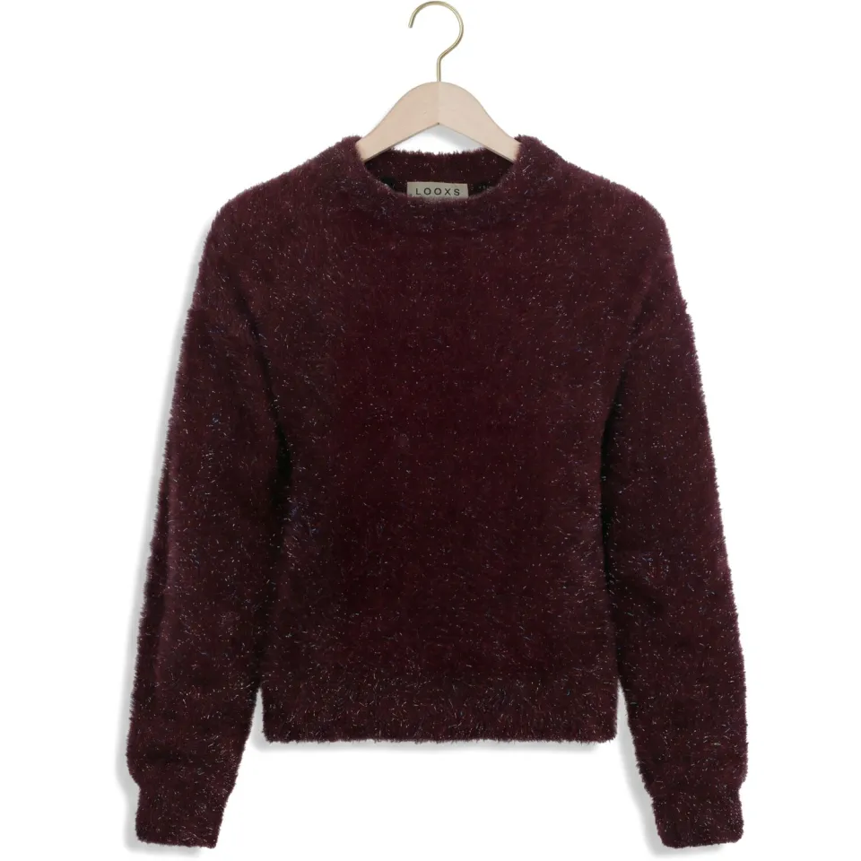 LOOXS little rechtvallende gebreide sweater - donkerrood, foto 2