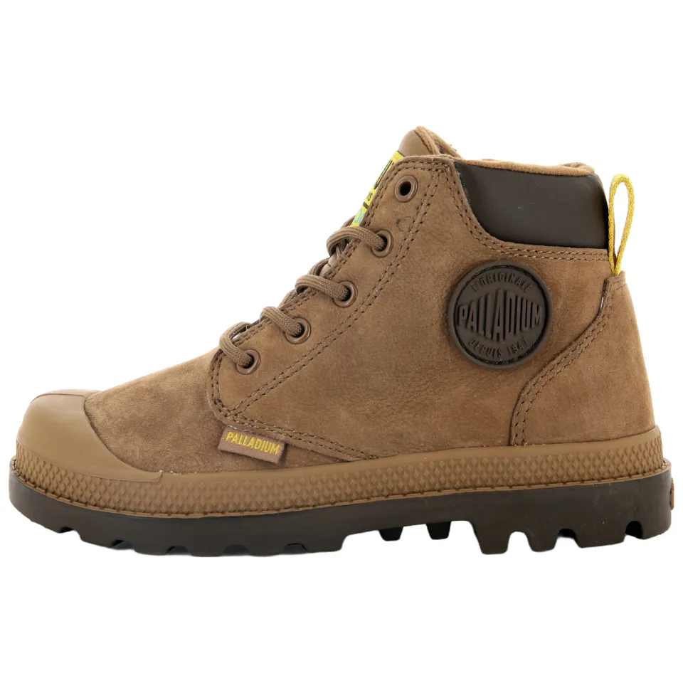 Palladium Schoolkind leren veterschoenen met profielzool - cognac, foto 2