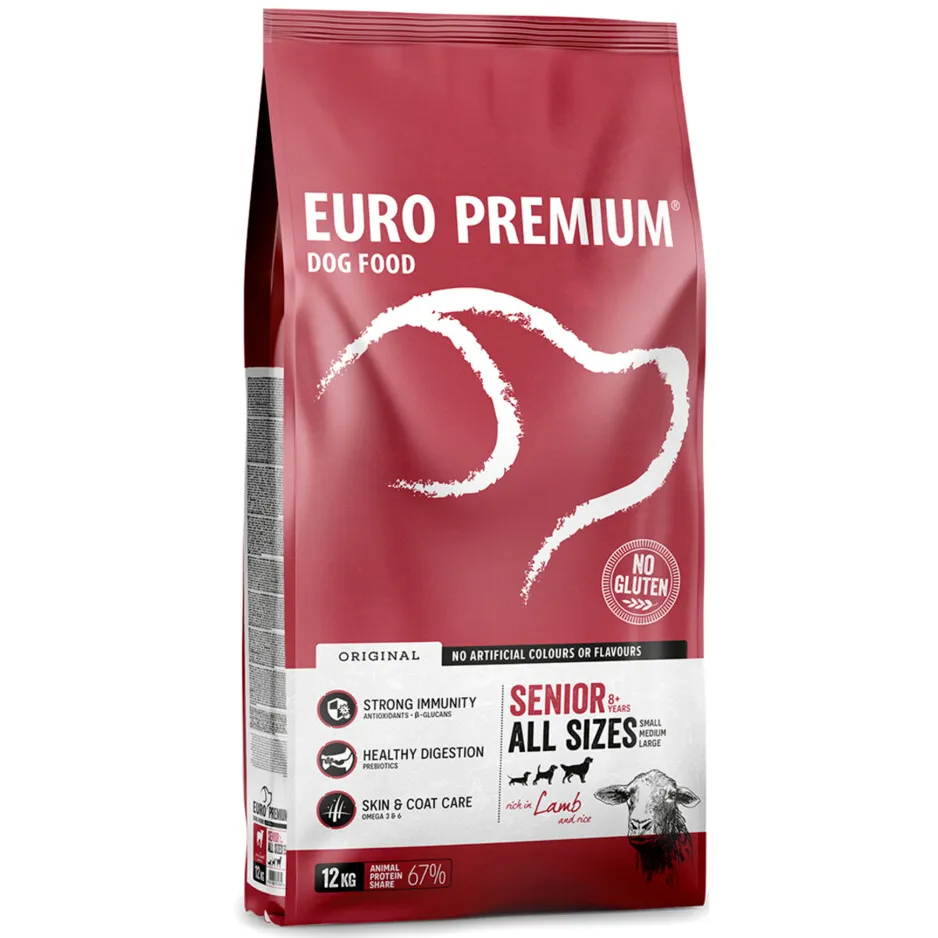 Euro Premium Senior 8+ lam & rijst hondenvoer 12 kg, foto 3