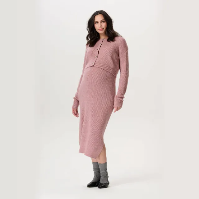 Noppies maternity zwangerschaps midirok grof gebreid roze