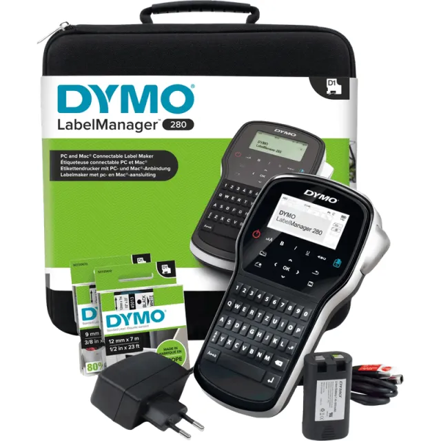 Dymo Labelprinter dymo labelmanager 280 draagbaar Qwerty 12mm zwart in koffer wit