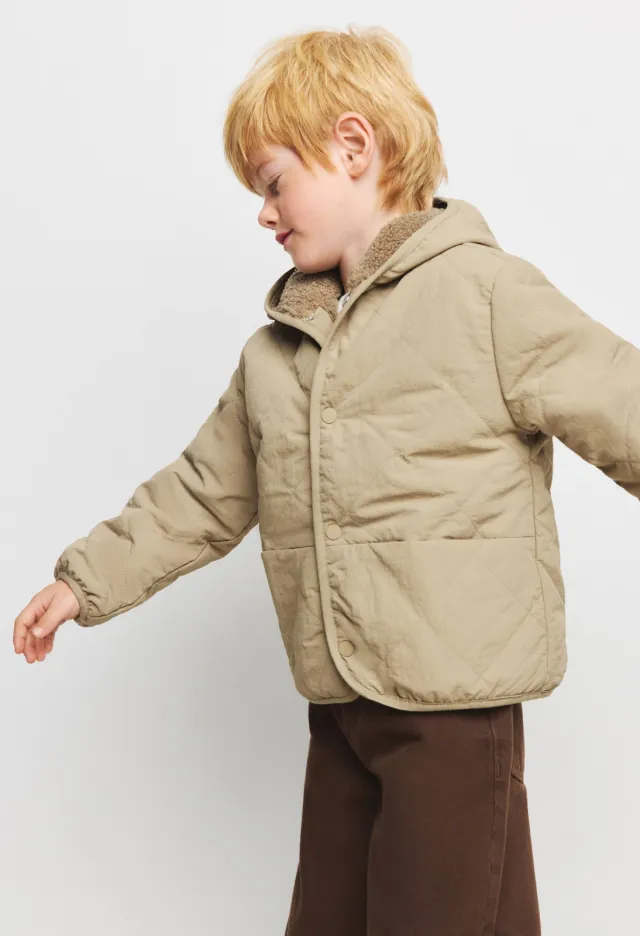 Mango gewatteerde winterjas beige met capuchon, foto 5