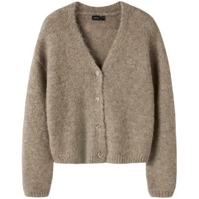 LMTD gebreid vest met wol - bruin Meisjes Polyester V-hals Effen