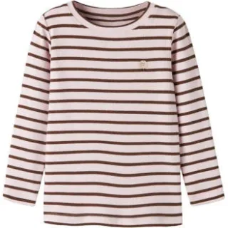 NAME IT MINI longsleeve gestreept roze/bruin