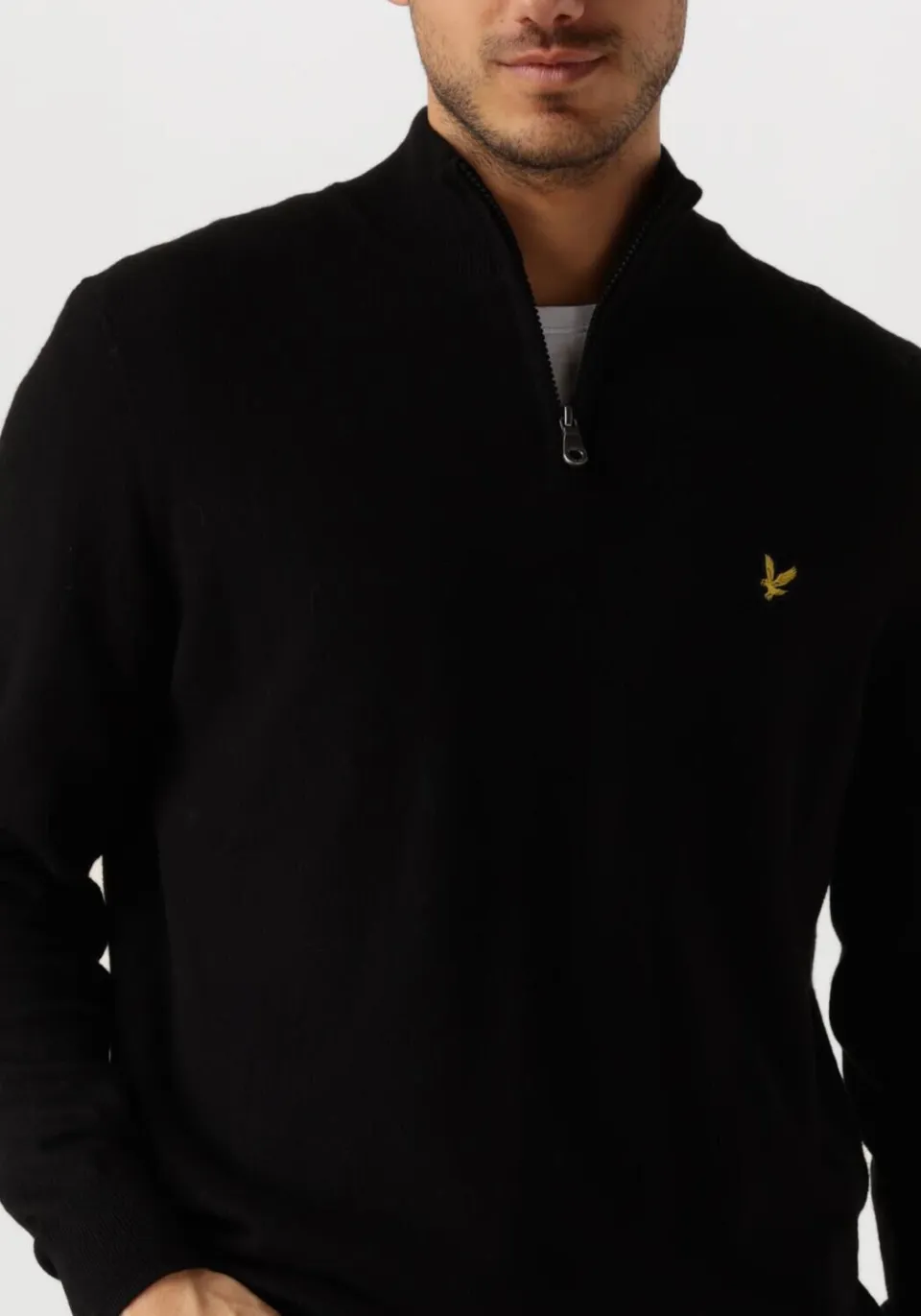 Lyle & Scott regular fit gebreide trui met wol - zwart, foto 6