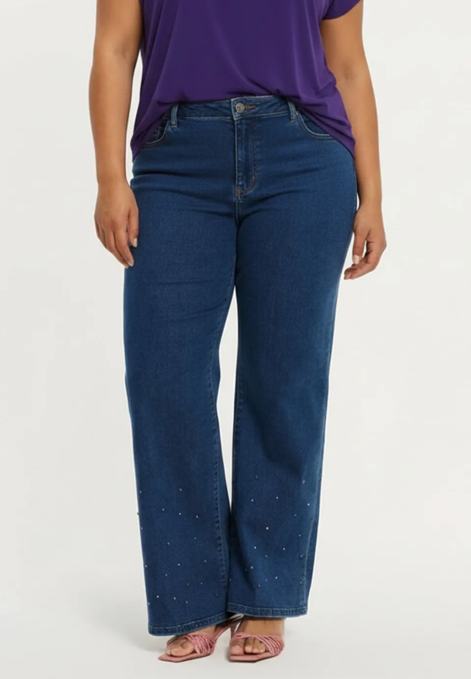 Yoek high waist wide leg jeans medium blue denim, foto 4