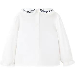 Mango Kids blouse met broderie wit blauw, foto 3