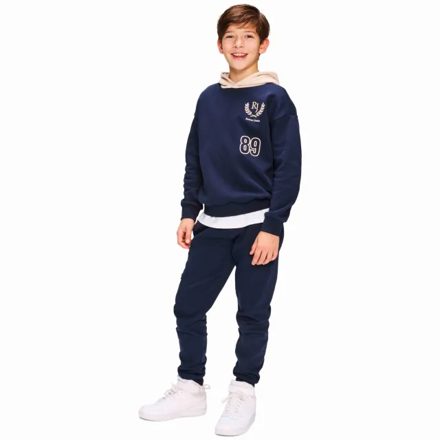 Retour Jeans rechtvallende hoodie met print - donkerblauw