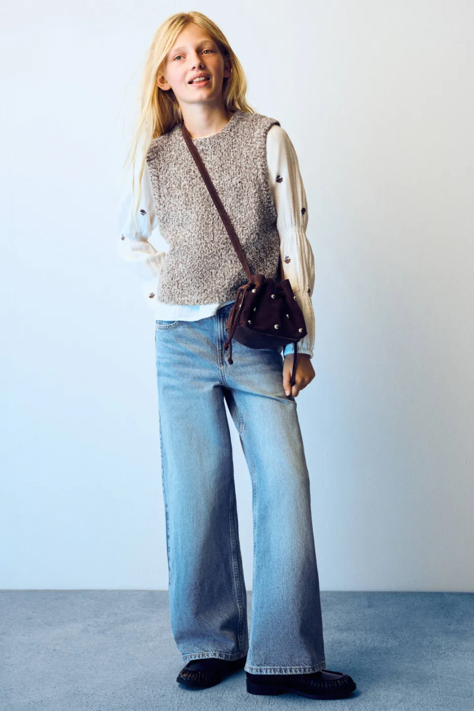 Mango Kids gemêleerde spencer - bruin, foto 4