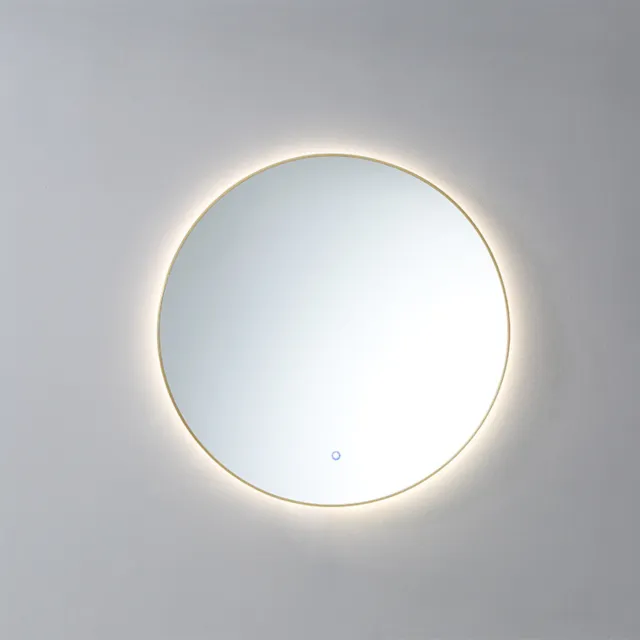 Sanilux Badkamerspiegel Sanilux Rond LED Verlichting 3 Kleuren Instelbaar Dimbaar 80x3 cm Messing Geborsteld Goud Incl. Spiegelverwarming Sanilux Mat Zwart