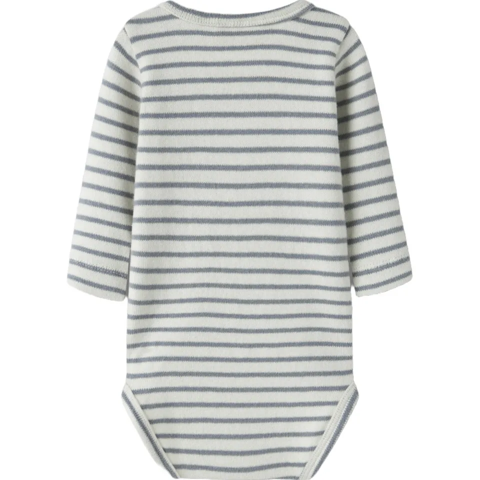Lil' Atelier Baby Nbmthoro gestreepte romper grijs/wit, foto 2