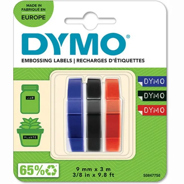 Dymo S0847750 Tape Wit op zwart/rood/blauw (9 mm), foto 2