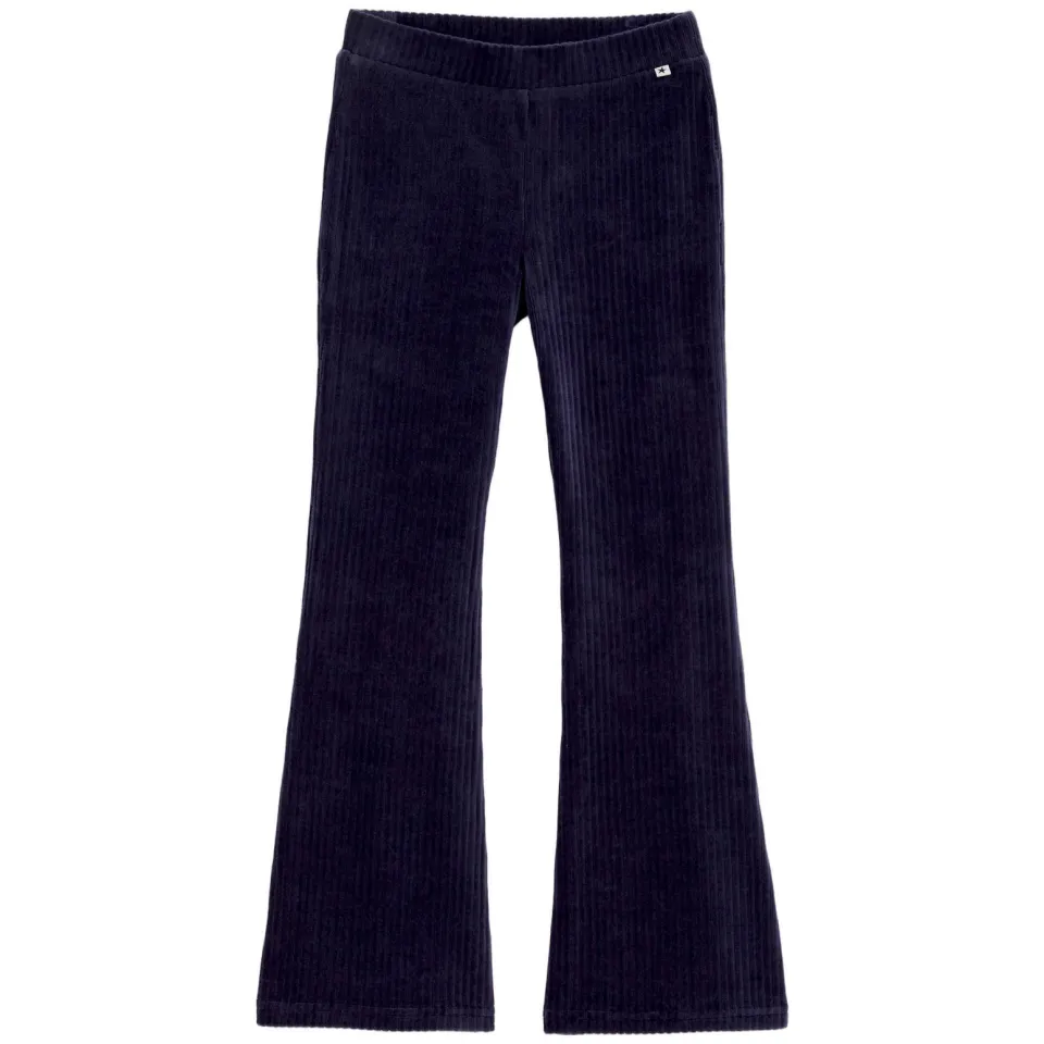 WE Fashion fluwelen flared broek marineblauw, foto 2