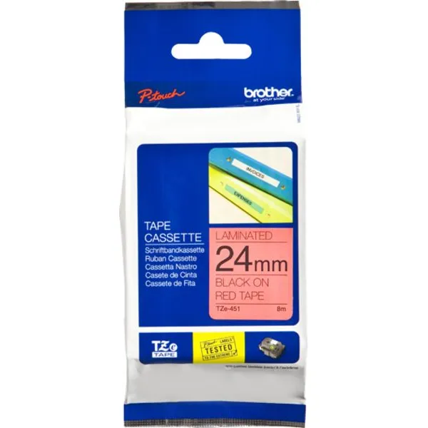 Brother TZe-451 Tape Zwart op rood (24 mm)