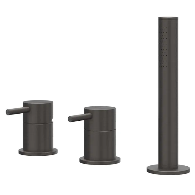 IVY Badrandcombinatie IVY Concord 3-gats Mengkraan Met Uittrekbare Handdouche Zonder Uitloop RVS316 Geborsteld Carbon Black PVD Geborsteld RVS316 Carbon Black PVD