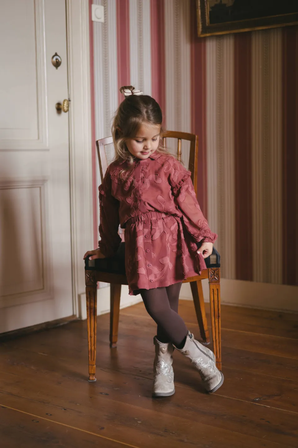 LEVV blouse met ruches terra, foto 5