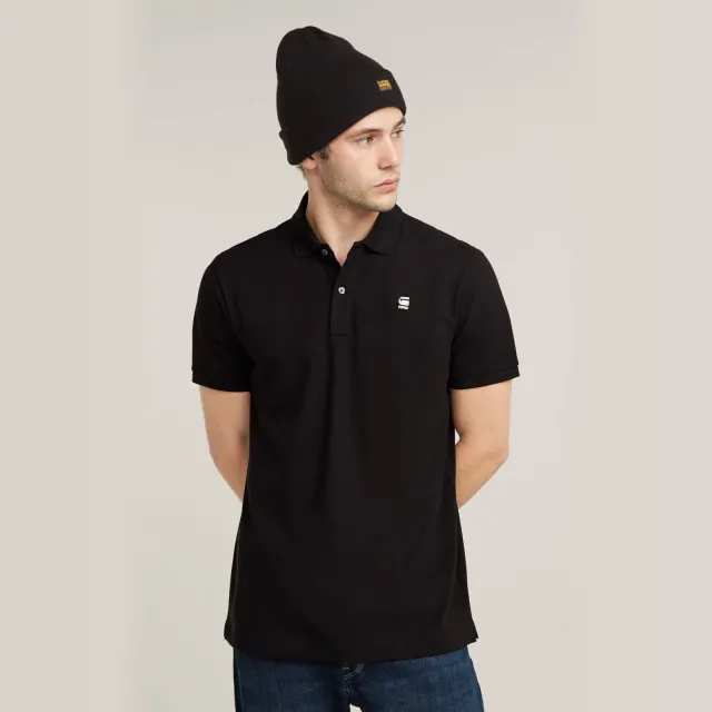 G-Star slim fit polo Dunda dark black Zwart