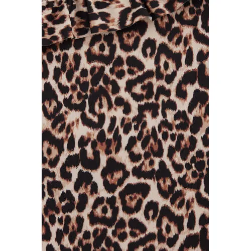 WE Fashion one shoulder badpak met ruches en panterprint beige/bruin, foto 4