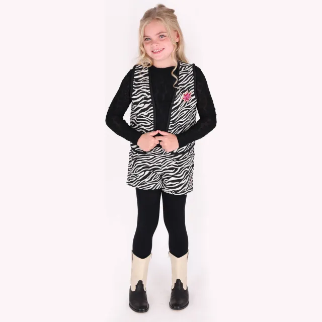 B.Nosy loose fit casual short met zebraprint zwart wit Zwart/wit