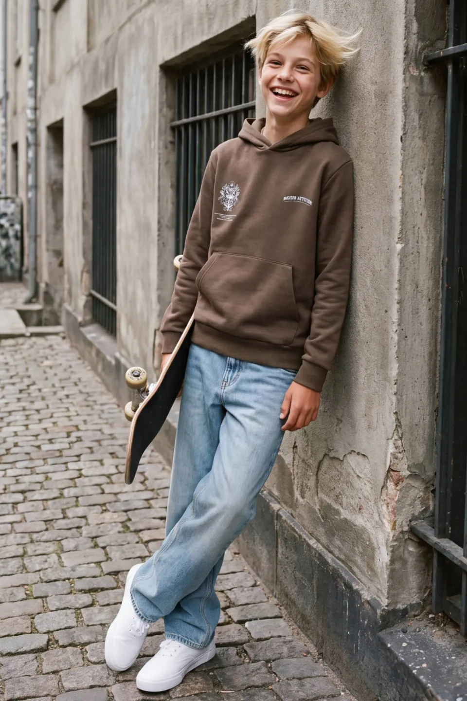 Jack & Jones JUNIOR hoodie met backprint - bruin, foto 5
