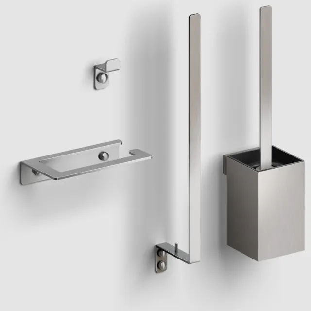 Complete Toiletset Clou Flat RVS Geborsteld