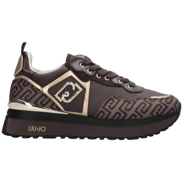 Liu Jo Maxi Wonder 01 imitatieleren sneakers - bruin