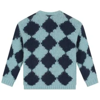 Stains&Stories rechtvallende gebreide geruite trui met wol - blauw, foto 2