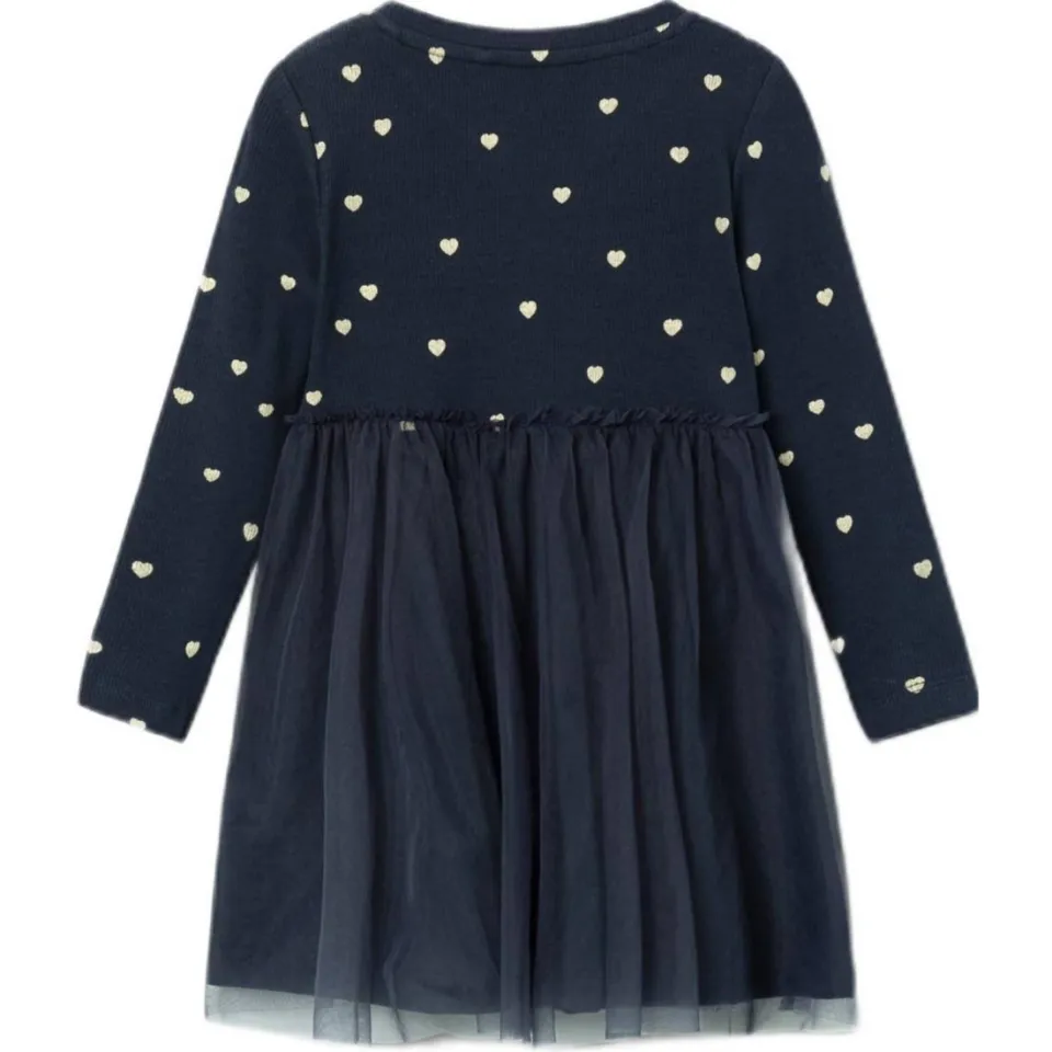 NAME IT MINI A-lijn jurk met tule donkerblauw, foto 4