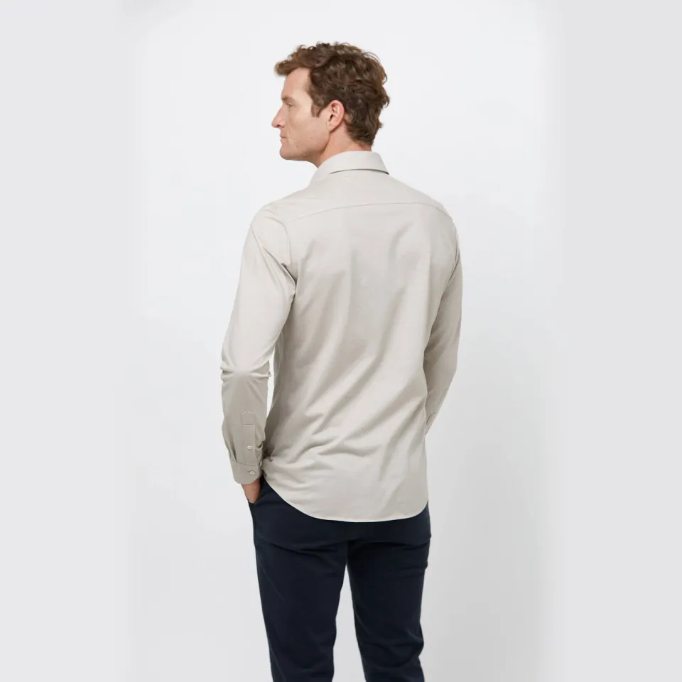 Profuomo slim fit strijkvrij overhemd beige, foto 3