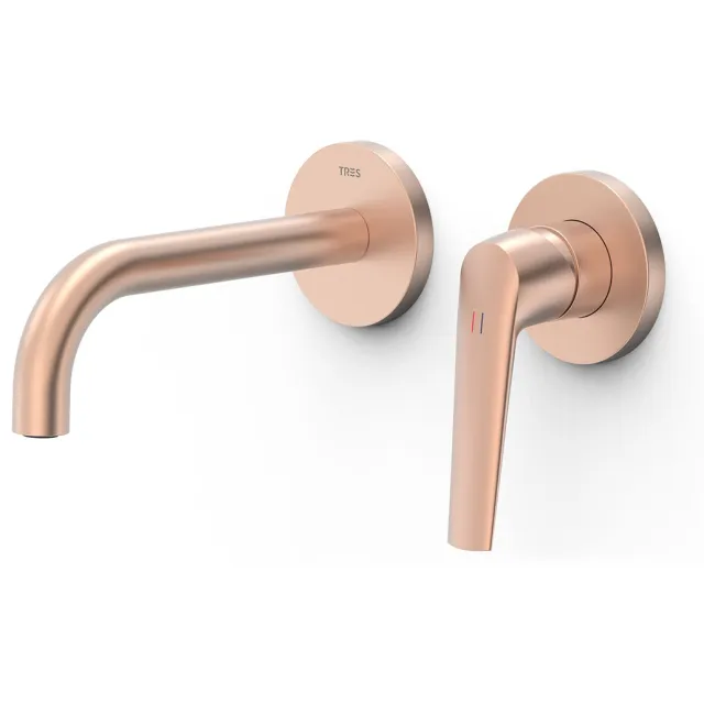 Tres Fuji wastafelkraan inbouw 17.7 cm mat rose gold