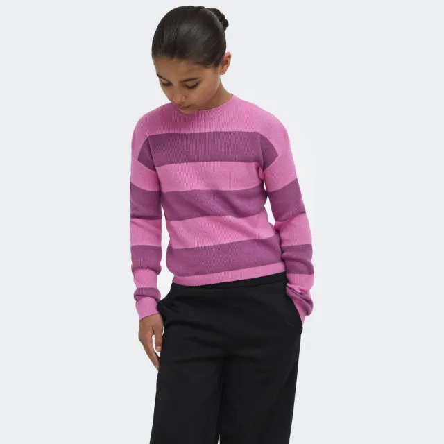 Only KIDS ONLY GIRL KOGFRANCA gestreepte gebreide trui roze Roze/paars