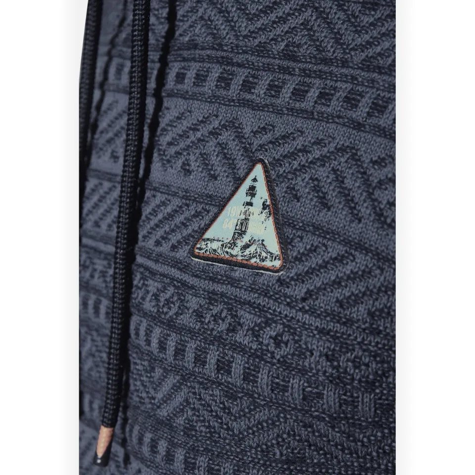 Jan Vanderstorm +FIT Collectie trui met ingebreid patroon donkerblauw, foto 5